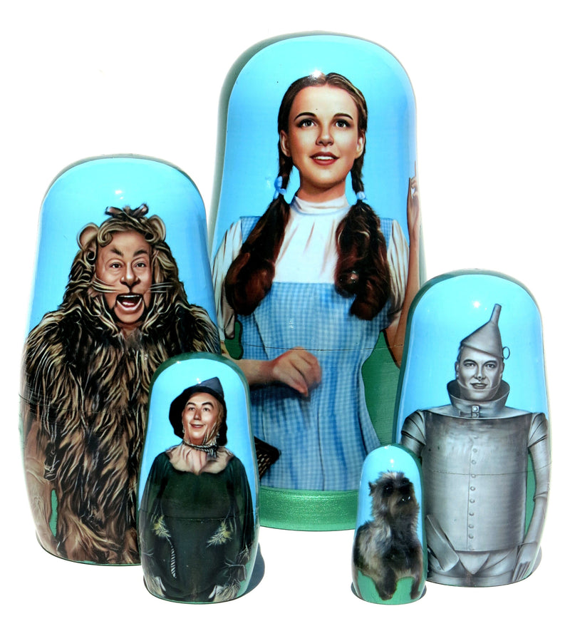 Wizard of Oz 5 Piece Nesting Dolls Set - Handcrafted Wooden Stacking Matryoshka Set - KaleaBoutique.com
