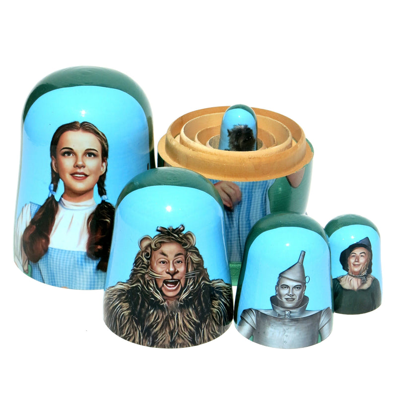 Wizard of Oz 5 Piece Nesting Dolls Set - Handcrafted Wooden Stacking Matryoshka Set - KaleaBoutique.com