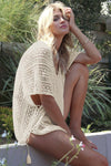 Women Apricot Crochet Side Tassel Tie Kimono Beach Wear Summer Cover Up Dress - KaleaBoutique.com