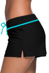 Women Black Blue Trim Relaxed Swim Trunks Shorts Tankini Bottoms Bikini Sport Yoga Board Beach Swimwear - KaleaBoutique.com