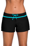 Women Black Blue Trim Relaxed Swim Trunks Shorts Tankini Bottoms Bikini Sport Yoga Board Beach Swimwear - KaleaBoutique.com