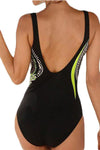 Women Lime Green Yellow Tribal Boho Print Sweetheart Neck One Piece Beach Wear Swimsuit - KaleaBoutique.com