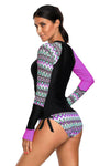 KaleaBoutique Long Sleeve Purple UV Sun Protection UPF 50+ Rash Guard Top 2 Piece Swimsuit Set - KaleaBoutique.com