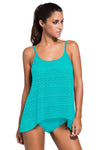 Women Mint Lace Crochet Overlay Spaghetti Straps 2 PC Baby Doll Tankini Swimsuit Set - KaleaBoutique.com