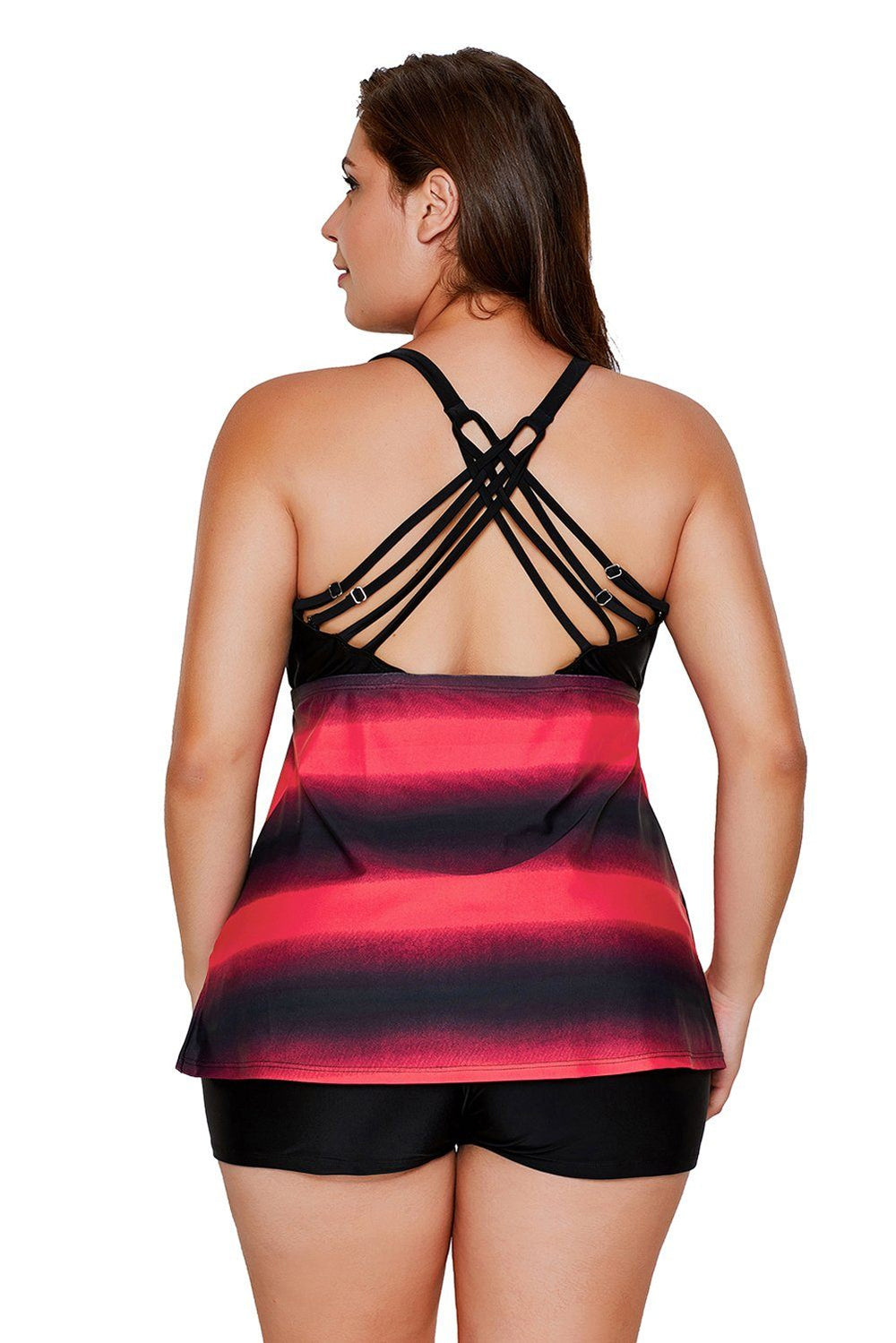 Women's Swimwear Tankini 2 Piece Plus Size Swimsuit Backless 2