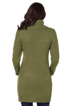 KaleaBoutique Olive Green Cowl Neck Cable Knit Front Pocket Ribbed Mini Sweater Dress - KaleaBoutique.com