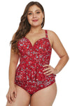 Women Red Plus Size Skull Print Skirted Waist Tankini Two Piece Set Bikini 2 PC Swimsuit - KaleaBoutique.com