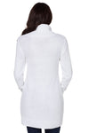 Women Solid White Cowl Neck Cable Knit Front Pocket Ribbed Mini Sweater Dress - KaleaBoutique.com