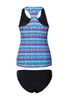 Women Tribal Beach Wear Ethnic Print 2 Piece Tankini Set Racer Back Blouson Swimsuit Set - KaleaBoutique.com
