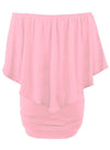 Women's Pink Off Shoulder Bandeau Ruffles Multiple Layered Plus Size Mini Dress - KaleaBoutique.com