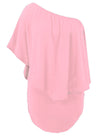 Women's Pink Off Shoulder Bandeau Ruffles Multiple Layered Plus Size Mini Dress - KaleaBoutique.com