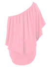 Women's Pink Off Shoulder Bandeau Ruffles Multiple Layered Plus Size Mini Dress - KaleaBoutique.com