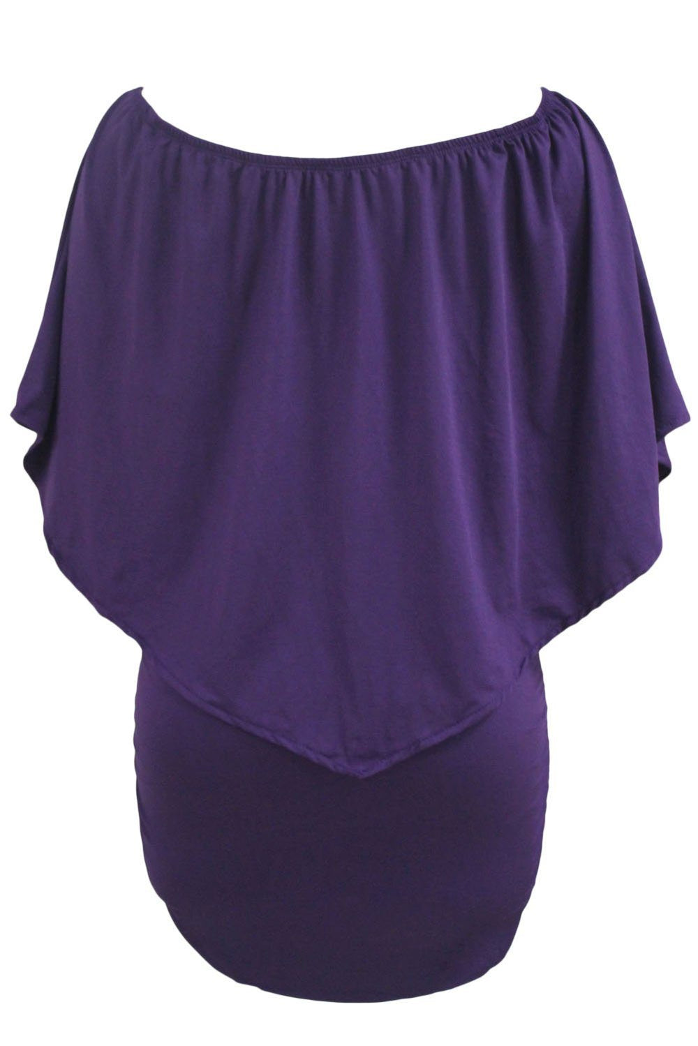 fitted lace wedding dress Women's Purple Off Shoulder Bandeau Ruffles Multiple Layered Plus Size Mini Dress Purple / (US 22-24)XXXL