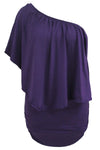 Women's Purple Off Shoulder Bandeau Ruffles Multiple Layered Plus Size Mini Dress - KaleaBoutique.com
