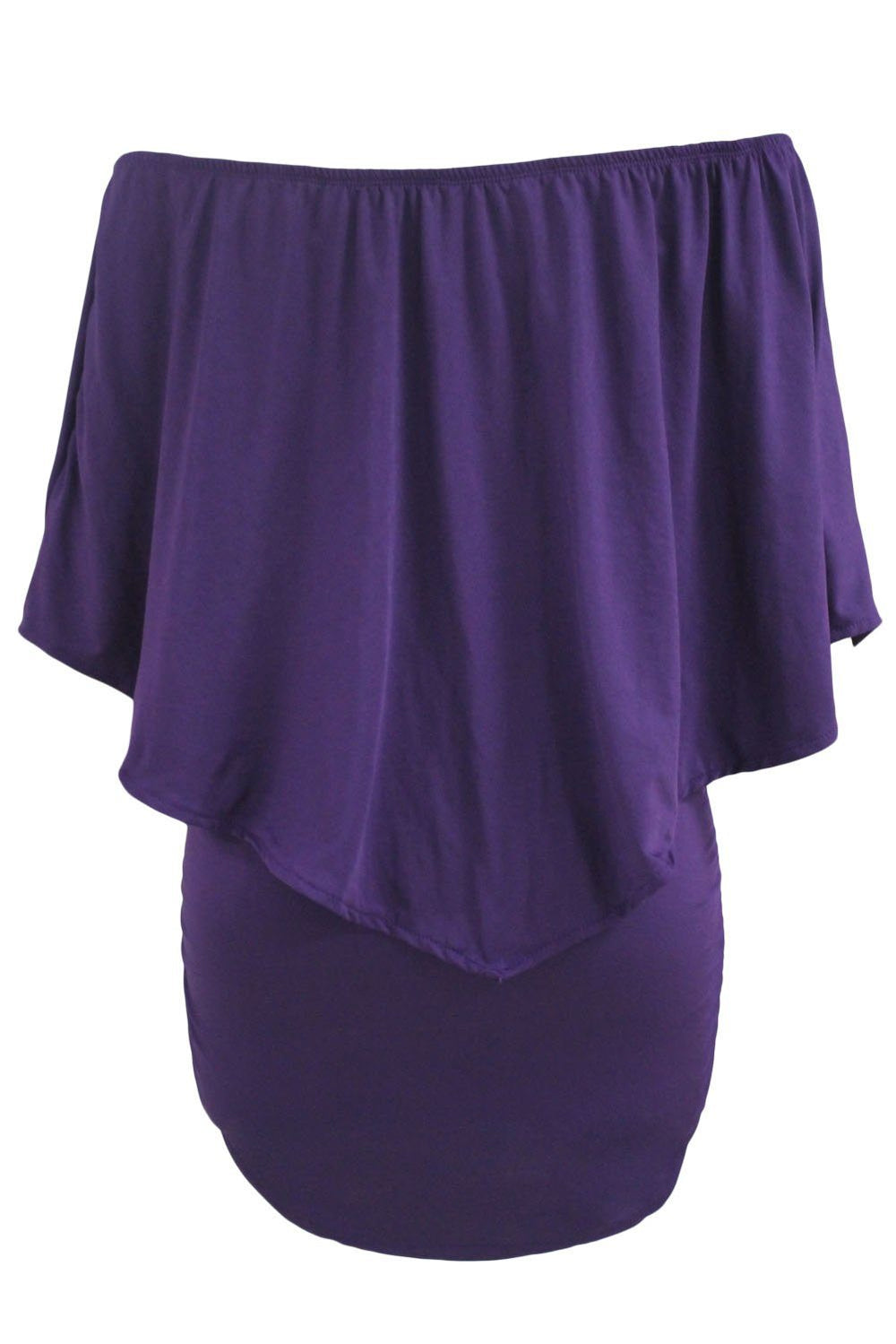 Women's Purple Off Shoulder Bandeau Ruffles Multiple Layered Plus Size Mini Dress Purple / (US 22-24)XXXL