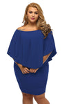 Women's Royal Blue Off Shoulder Bandeau Ruffles Multiple Layered Plus Size Mini Dress - KaleaBoutique.com