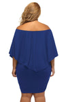 Women's Royal Blue Off Shoulder Bandeau Ruffles Multiple Layered Plus Size Mini Dress - KaleaBoutique.com