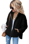 KaleaBoutique Stylish Zip-Up Black Sherpa Hooded Coat with Pockets - KaleaBoutique.com